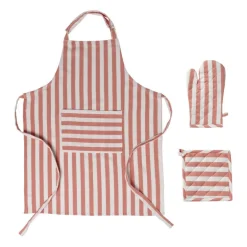 Keukenschort gestreept - oranje/wit - 65x85 cm
