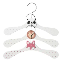 Kinder kledinghanger dieren - wit - set van 3