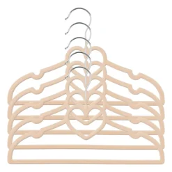 Kinder kledinghanger hart - vilt - beige - set van 5