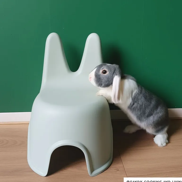 Kinderstoel Babs met konijnenoortjes - groen - 46x40x34 cm