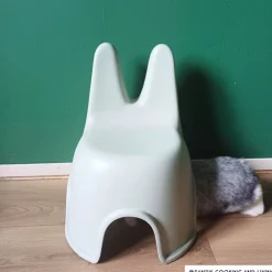 Kinderstoel Babs met konijnenoortjes - groen - 46x40x34 cm