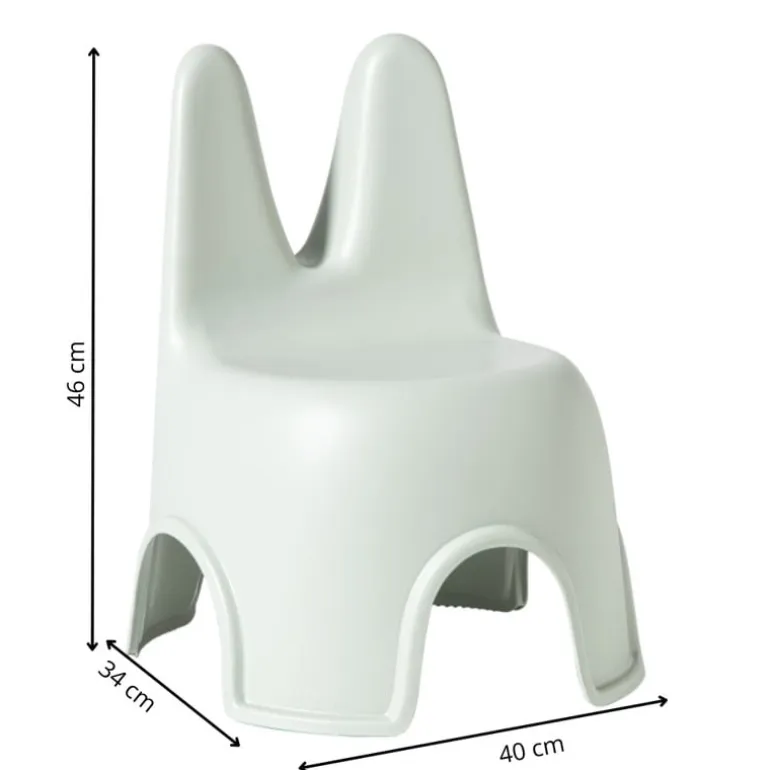 Kinderstoel Babs met konijnenoortjes - groen - 46x40x34 cm