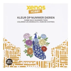 Kleurboek op nummer dieren - 20x20 cm