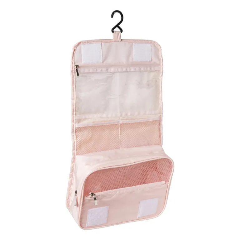 Koffer/tas organizer met haak - roze - 24.5x18.5x8.5 cm