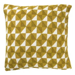 Kussen jacquard driehoek - geel - 45x45 cm