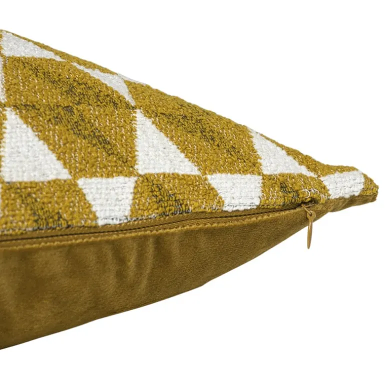 Kussen jacquard driehoek - geel - 45x45 cm