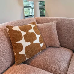 Kussen jacquard organisch - bruin/wit - 45x45 cm