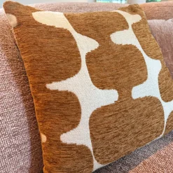 Kussen jacquard organisch - bruin/wit - 45x45 cm