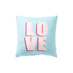 Kussen love - blauw/roze - 30x30 cm