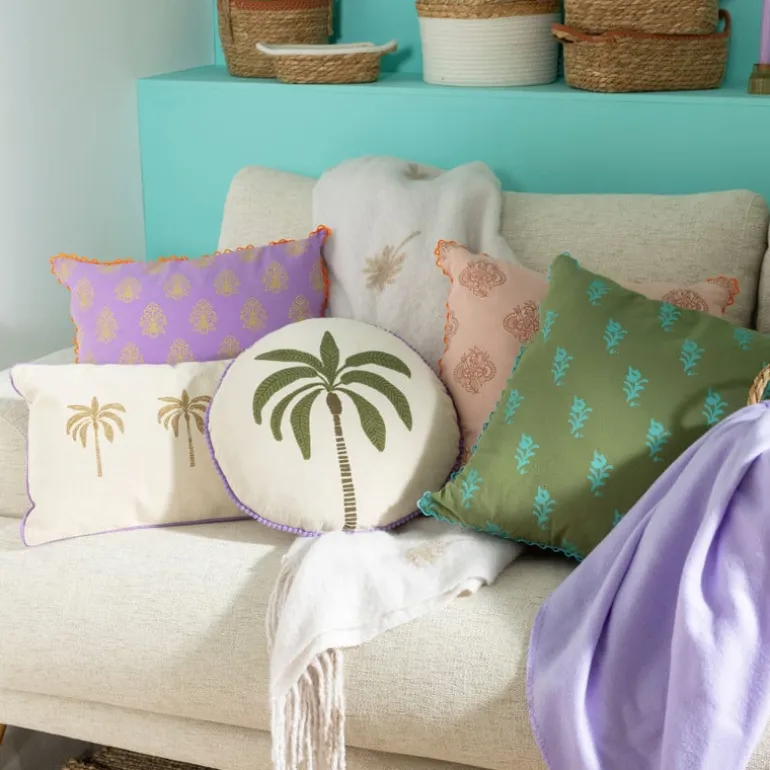 Kussen met print - paars - 45x45 cm