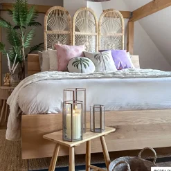 Kussen met print - paars - 45x45 cm