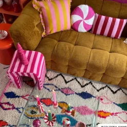 Kussen met strepen - rood/roze - 30x45 cm