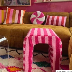 Kussen met strepen - rood/roze - 30x45 cm