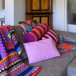 Kussen met strepen - rood/roze - 30x45 cm