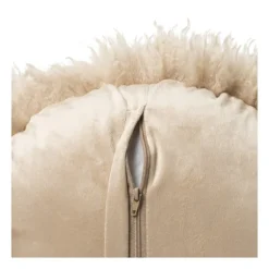 Kussen rond bontlook - beige - ø40 cm