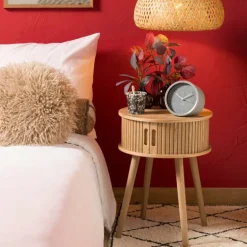 Kussen rond bontlook - beige - ø40 cm