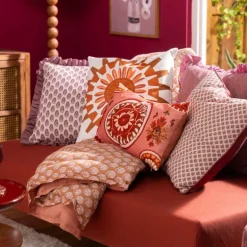 Kussen ruffles - roze - 45x45 cm