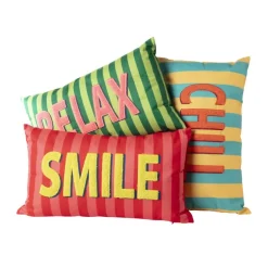 Kussen smile - roze/geel - 30x50 cm