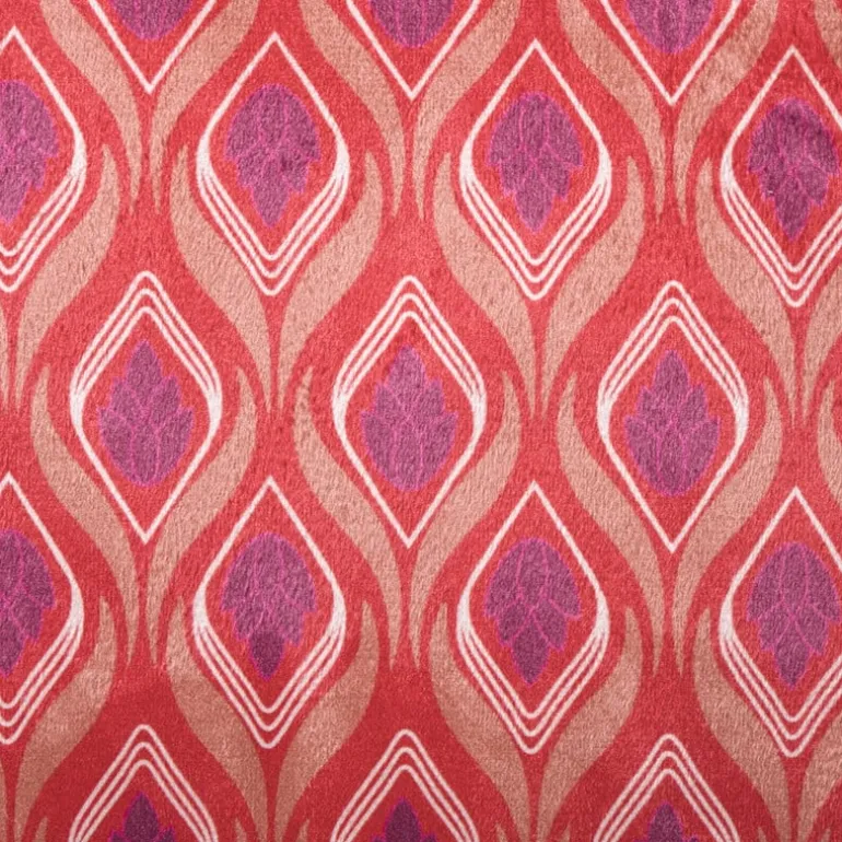 Kussen velvet blad - rood/roze - 45x45 cm