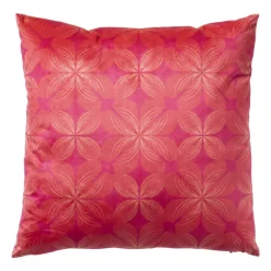 Kussen velvet bloem - rood/roze - 45x45 cm