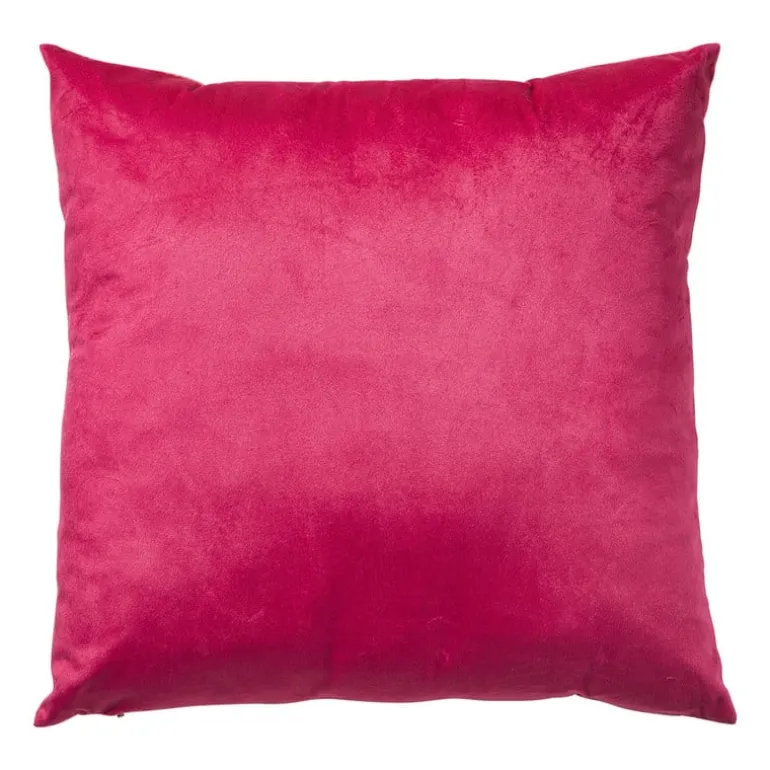 Kussen velvet bloem - rood/roze - 45x45 cm