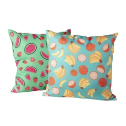 Kussen watermeloen & aardbei - groen/roze - 45x45 cm