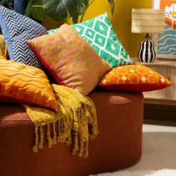 Kussen zigzag - blauw - 45x45 cm