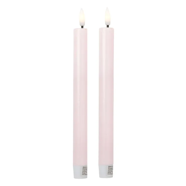 LED dinerkaarsen - roze - set van 2 - ø2.2x24.5 cm