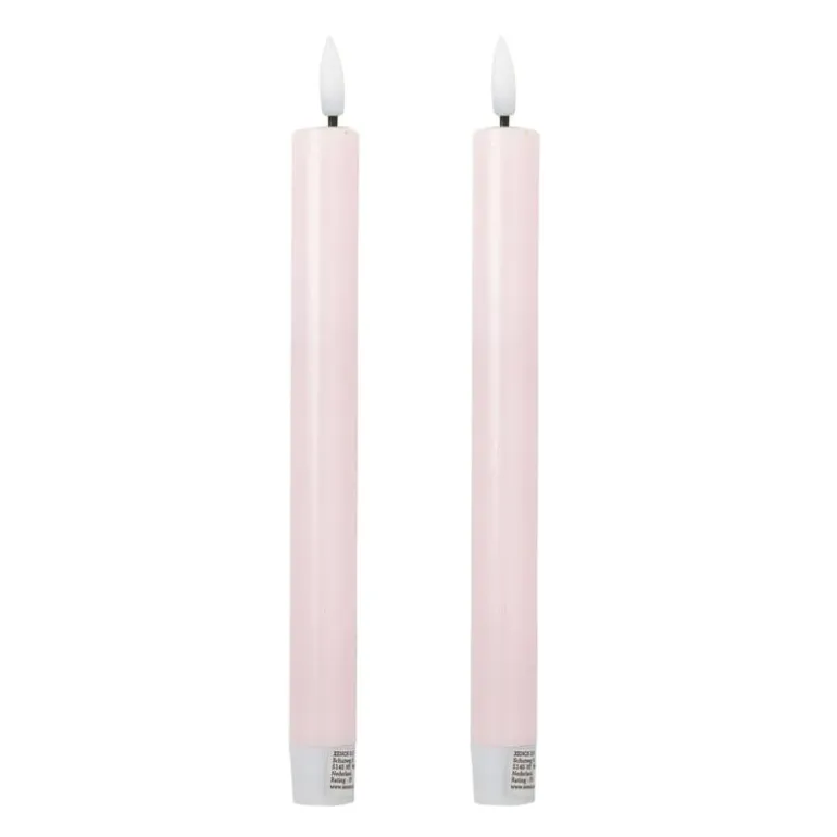 LED dinerkaarsen - roze - set van 2 - ø2.2x24.5 cm