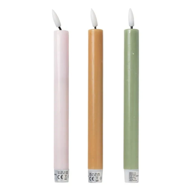 LED dinerkaarsen - roze - set van 2 - ø2.2x24.5 cm