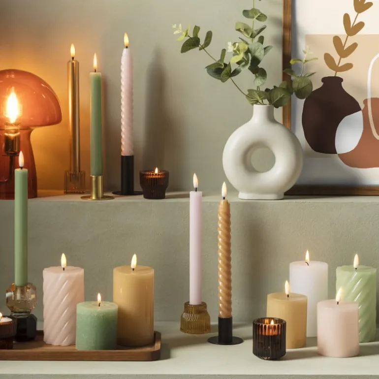 LED dinerkaarsen - roze - set van 2 - ø2.2x24.5 cm