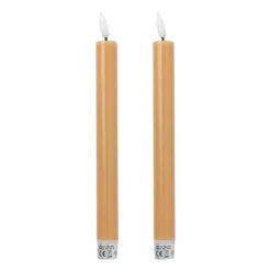 LED dinerkaarsen - taupe - set van 2 - ø2.2x24.5 cm