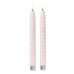 LED dinerkaarsen twist - roze - set van 2 - ø2.2x24.5 cm