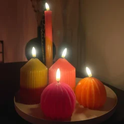 LED kaars bol - oranje - ø7.5x6 cm