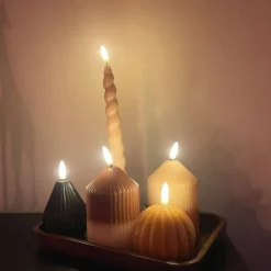 LED kaars duo - beige/lichtbruin - ø7x10 cm