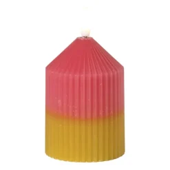 LED kaars duo - roze/groen - ø7x10 cm
