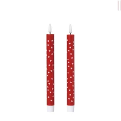 LED kaars hartjes - roze/rood - ø2.2x24 cm