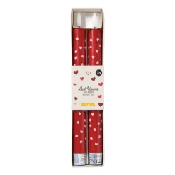 LED kaars hartjes - roze/rood - ø2.2x24 cm