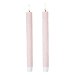 LED kaars hartjes - roze/rood - ø2.2x24 cm