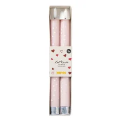 LED kaars hartjes - roze/rood - ø2.2x24 cm