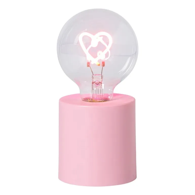 Led lamp hartje - roze - ø7.8x16.5 cm