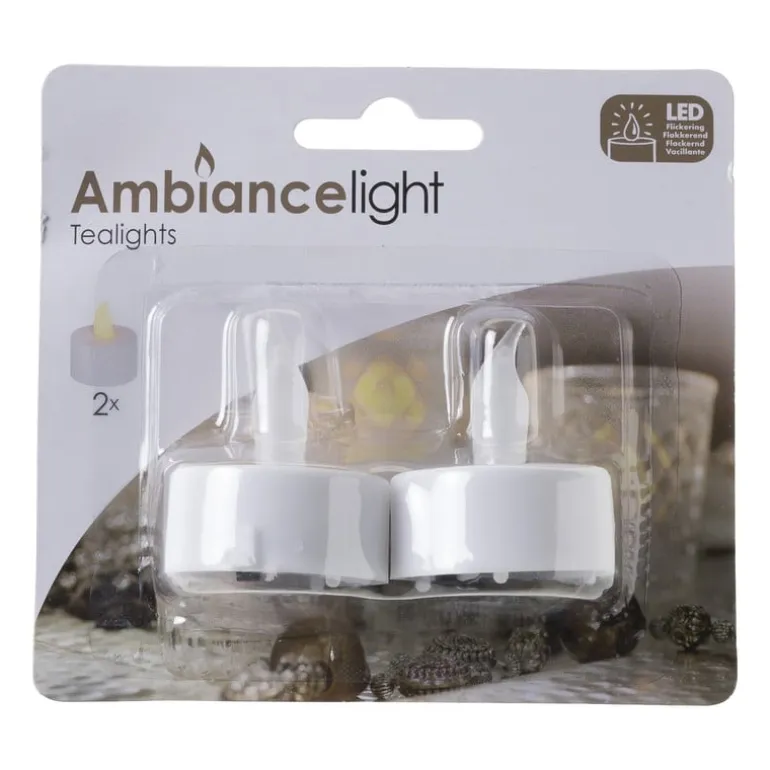 LED waxinelichten - wit - set van 2 - 12x4x10 cm