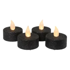 LED waxinelichten - zwart - set van 4