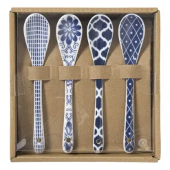 Lepels Mico - blauw/wit - set van 4