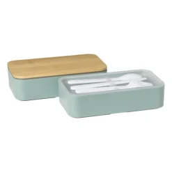 Lunchbox dubbel - groen - 9.5x18.5x10.5 cm