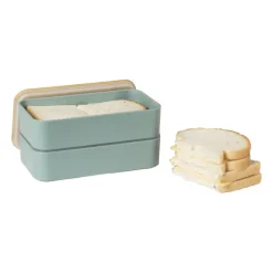 Lunchbox dubbel - groen - 9.5x18.5x10.5 cm