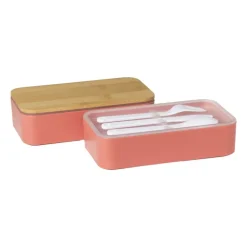 Lunchbox dubbel - roze - 9.5x18.5x10.5 cm
