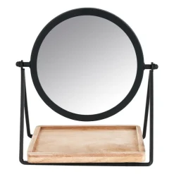 Make-up spiegel met plankje - zwart - 19x14x21 cm