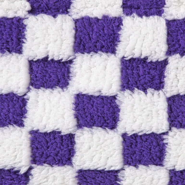 Mand checks groot - paars/wit - 15x36x26 cm