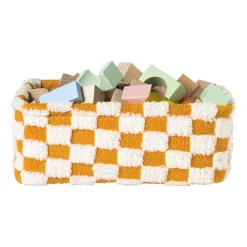 Mand checks klein - oranje/wit - 11x30x20 cm